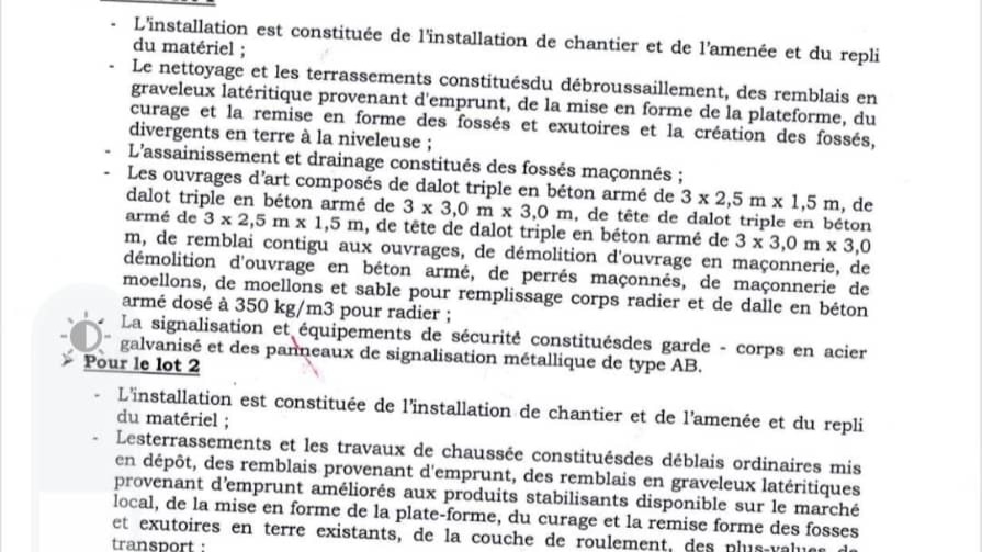 Appel d’offres pour des travaux sur les tronçon Mayo Djarendi (Inter N130)-Touboro (Inter 20) long de 99,51 km et Gaschiga-Demsa-Frontière Nigéria (26,58 km).
