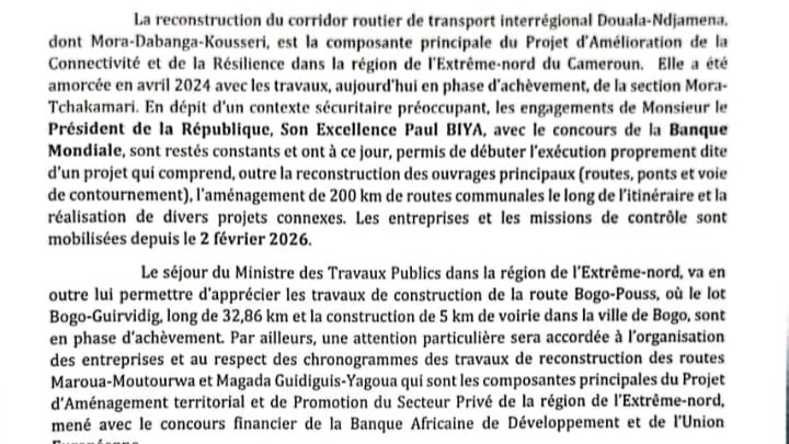 Reconstitution de la route Mora-Dabanga-Kousseri : Emmanuel Nganou Ndjoumessi en visite de travail dans la région de l'extrême nord du 27 au 30 mai